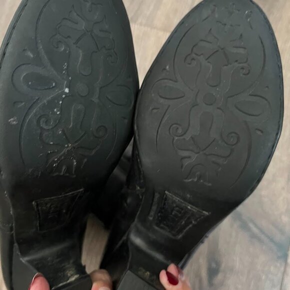 Born Black Crown Pratt Mid-Calf Block Heel Leather Side Zip Boots Size 8.5 - Picture 12 of 16